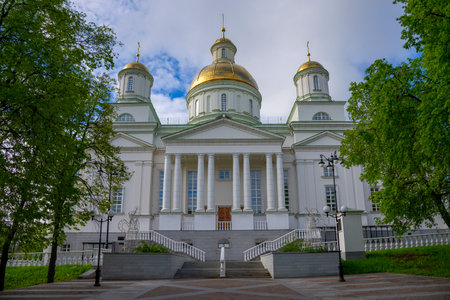 The main entrance to the Spassky Cathedral. Penza, Russia