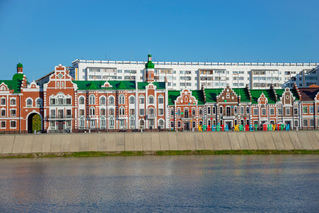 YOSHKAR-OLA, RUSSIA - AUGUST 31, 2024: Fragment of the Brugge embankment, Yoshkar-Ola. Republic of Mari Elのeditorial素材