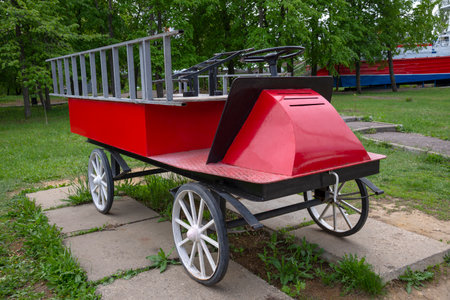 SARATOV, RUSSIA - MAY 03, 2024: The first Russian fire truck Freze (1904). Saratov