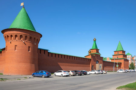YOSHKAR-OLA, RUSSIA - AUGUST 31, 2024: At the walls of the Tsarevokokshay Kremlin, Yoshkar-Ola....