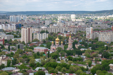 SARATOV, RUSSIA - Top view of the city of Saratovの写真素材