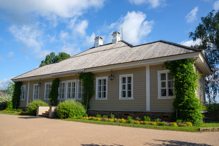 MIKHAILOVSKOYE, RUSSIA - JUNE 12, 2024: The House Museum of the poet AS Pushkin. Mikhailovskoye, Pushkin Mountains. Pskov regionのeditorial素材