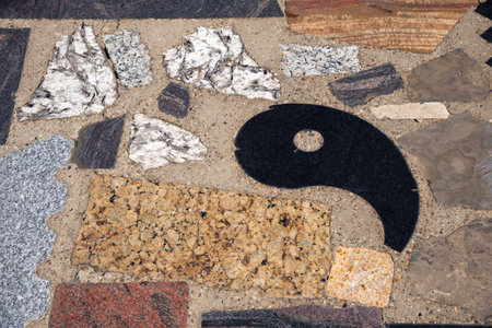 Fragment of colored paving slabsの写真素材