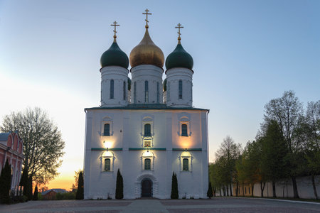 The ancient Cathedral of the Assumption of the Blessed Virgin Mary in the early morning. Kolomna,...