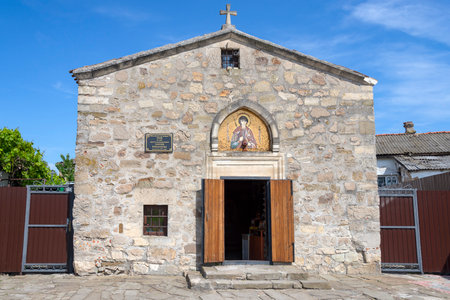 FEODOSIA, CRIMEA - MAY 18, 2024: St. George the Victorious Church (14th century monastery). Feodosia, Crimeaの写真素材