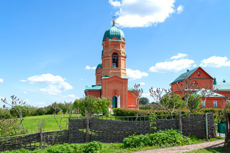 TULA REGION, RUSSIA - MAY 21, 2024: Bell tower of the Church of the Nativity of the Blessed Virgin...