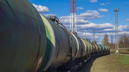 Rail tanks for oil on railsの写真素材