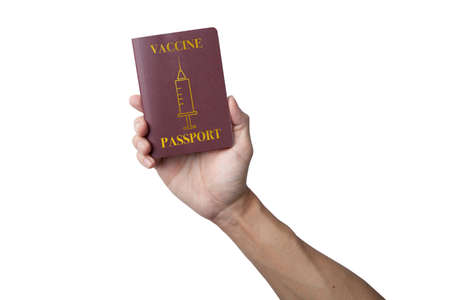 holding a vacine passport isolatedの写真素材