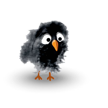 nestling bird black watercolor vectorのイラスト素材