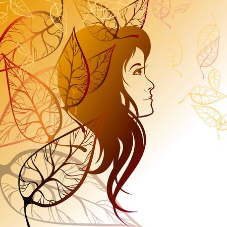 autumn girl beautiful vector illustrationのイラスト素材