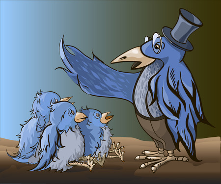 Birds teach children vector illustrationのイラスト素材