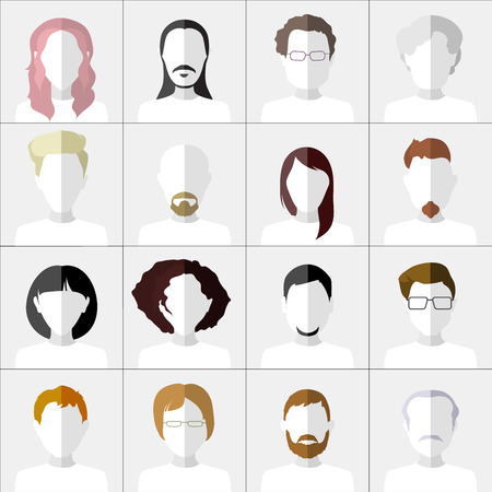Set of stylish people icons on gray background.のイラスト素材