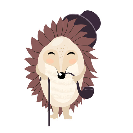 cartoon gentleman hedgehog isolated on the white backgroundのイラスト素材
