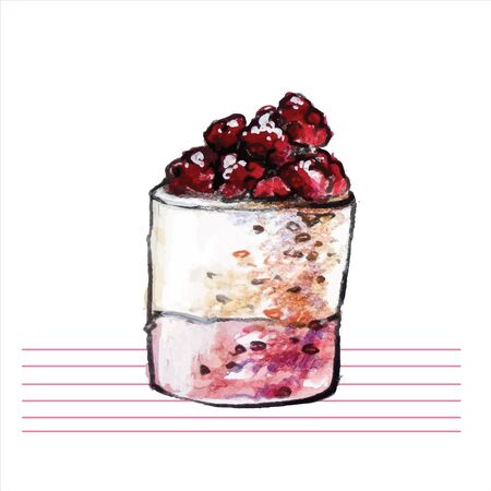 Watercolor cupcakes. Hand drawn, retro style. Vector illustration.のイラスト素材