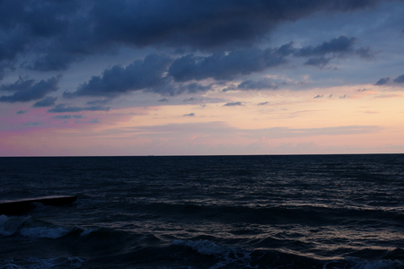 Landscape of the sea at sunset in summer. Vocation time.の写真素材