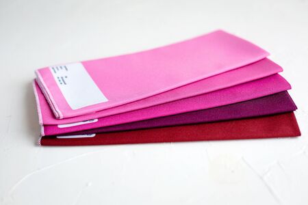 A Group of red Coton Fabric, Textile Palette, Holiday, Interior or swatches for stylist color...