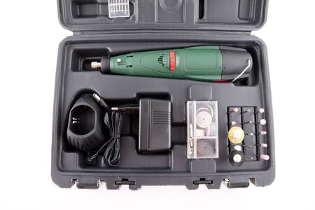 Battery drill in a case isolatedの写真素材