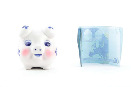 euro with piggy bankの写真素材