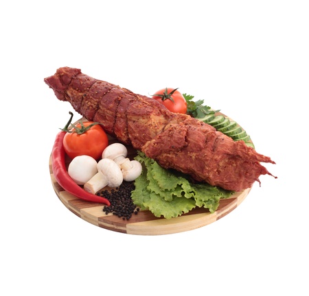 salam with spice`s on boardの写真素材