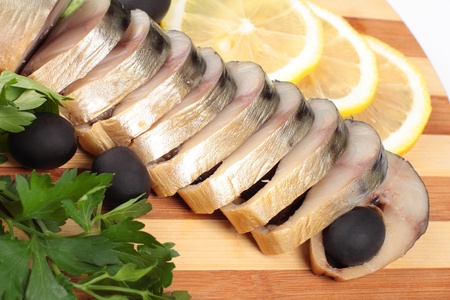 herring fillets with herbsの写真素材