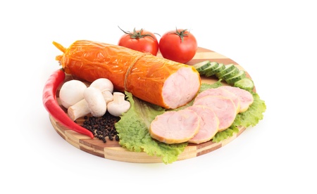fresh chicken meat sausageの写真素材