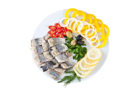 sliced fish with vegetablesの写真素材