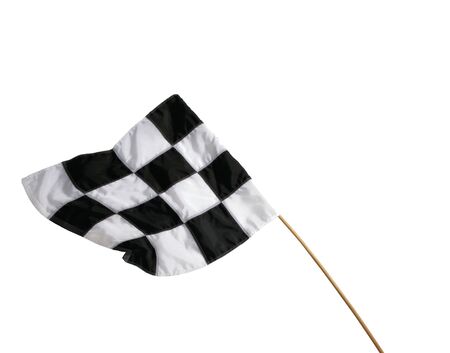Checkered Flag isolated on the white backgroundの写真素材
