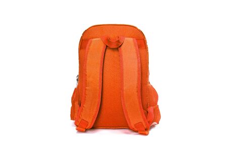 orange backpack is isolated on whiteの写真素材