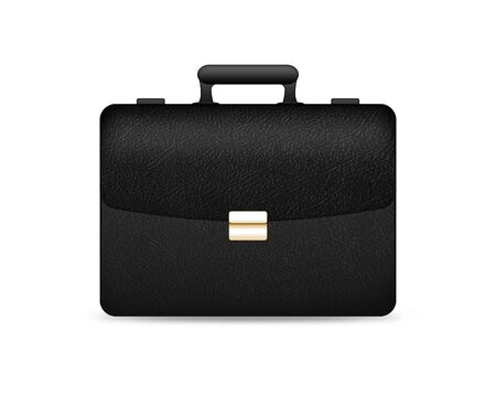 black leather briefcase with clipping pathの写真素材