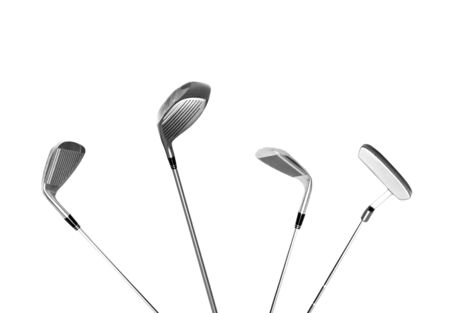 four different type of golf clubs, isolatedの写真素材