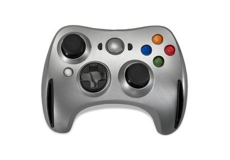 Wireless gamepad on white background.