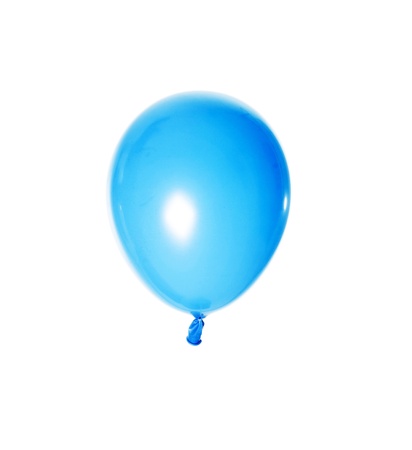 Single blue balloon isolated on white backgroundの写真素材