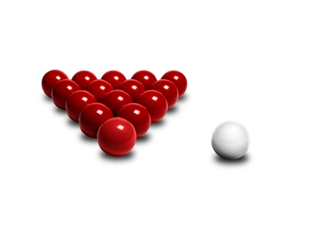 Red snooker balls isolated on white background