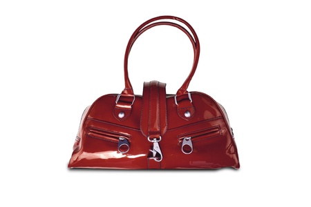 Red women bag isolated on white backgroundの写真素材