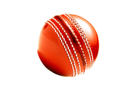 Cricket ball, isolated on white. Classic red leather.