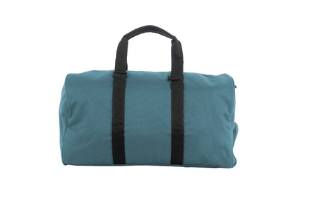 Blue travel bag on a white backgroundの写真素材