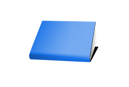 3d blue book with blank cover isolated on whiteの写真素材