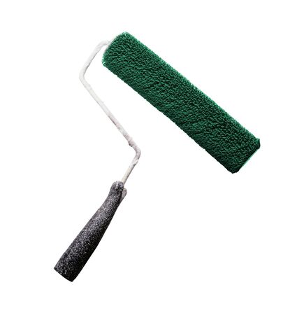 Paint roller isolated on whiteの写真素材