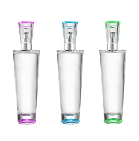 bottles of perfume isolated on whiteの写真素材