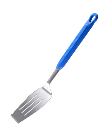 Blue Kitchen Spatula Isolated on Whiteの写真素材