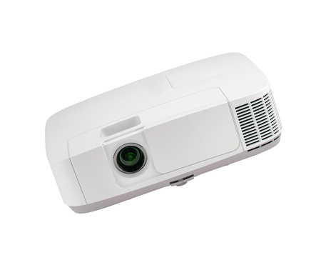 Video projector isolated on whiteの写真素材