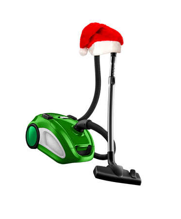 Vacuum cleaner with christmas hatの写真素材