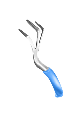 Garden tool fork isolated on whiteの写真素材