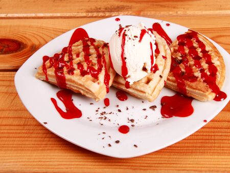cakes with ice cream and creemの写真素材
