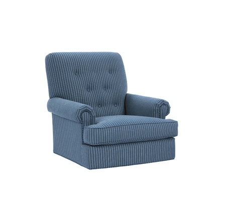 Dark blue soft armchair isolated on whiteの写真素材