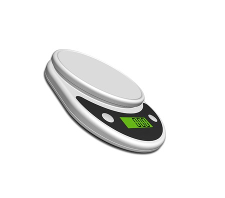 kitchen scale on white backgroundの写真素材