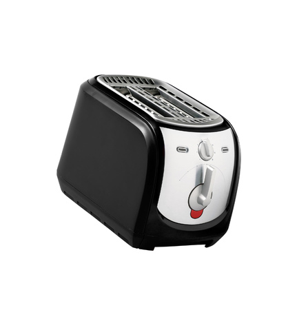 Bread toaster isolated on white with electric cable and plugの写真素材