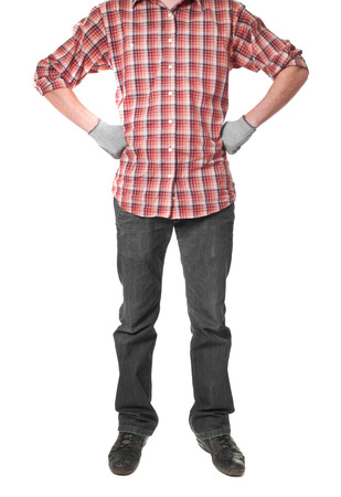 man in a working form, and work glovesの写真素材