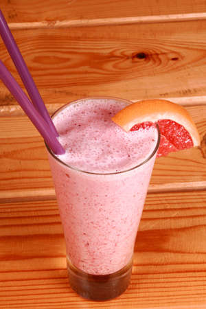 milkshake on wooden backgroundの写真素材