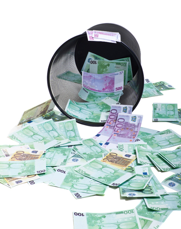 inverted basket of moneyの写真素材